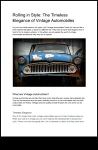 المتداول عبر العصور: السيارات الكلاسيكية والكاريزما الدائمة في السنوات الماضية